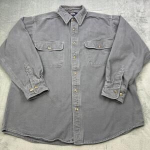 Five Brothers Shirt Mens Large Gray Solid Flannel Button Front Casual Workwear